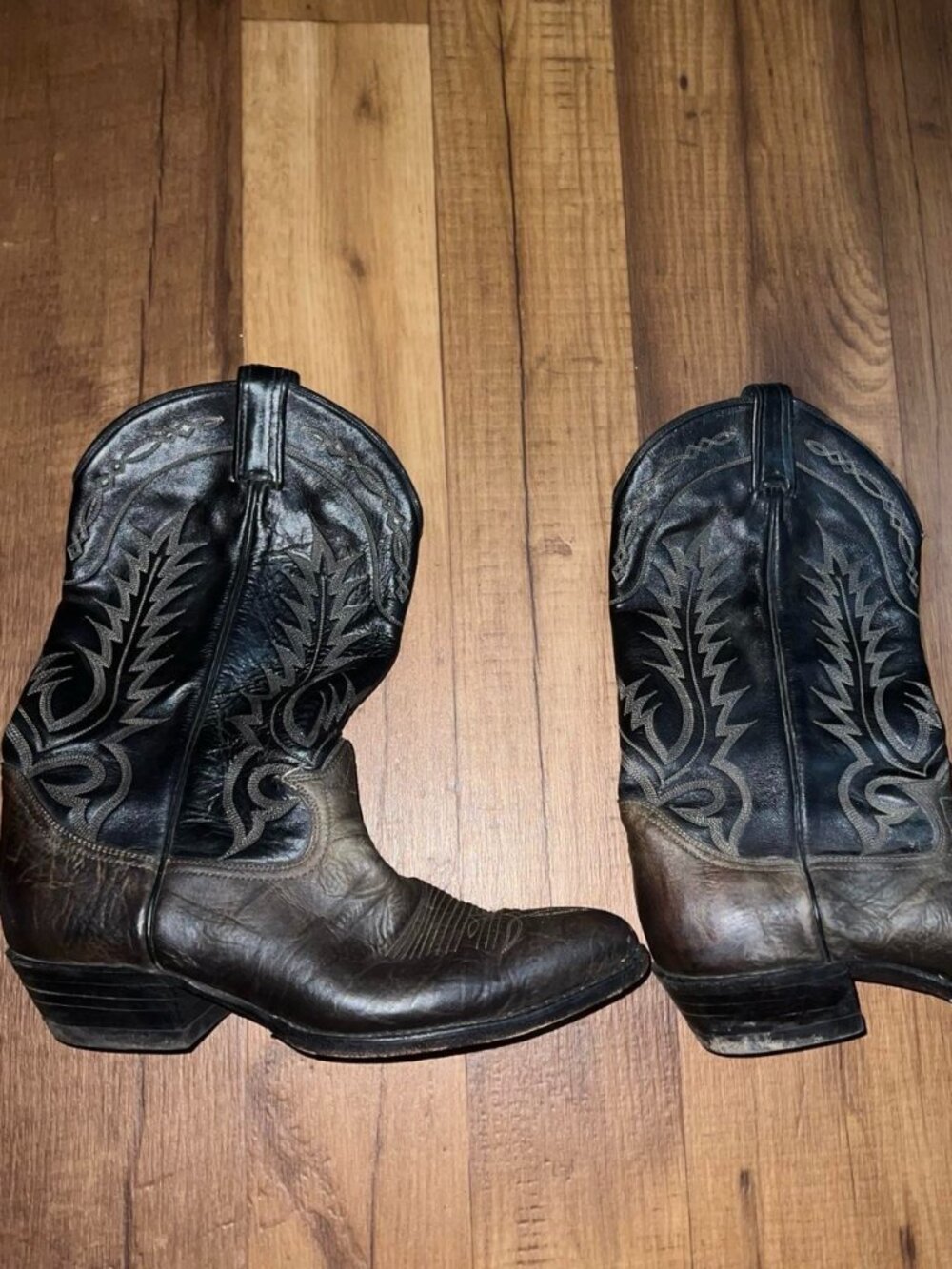 Vintage Tony Lama Cowboy Boots Men's Size 10 D Western Embroidered Pull On